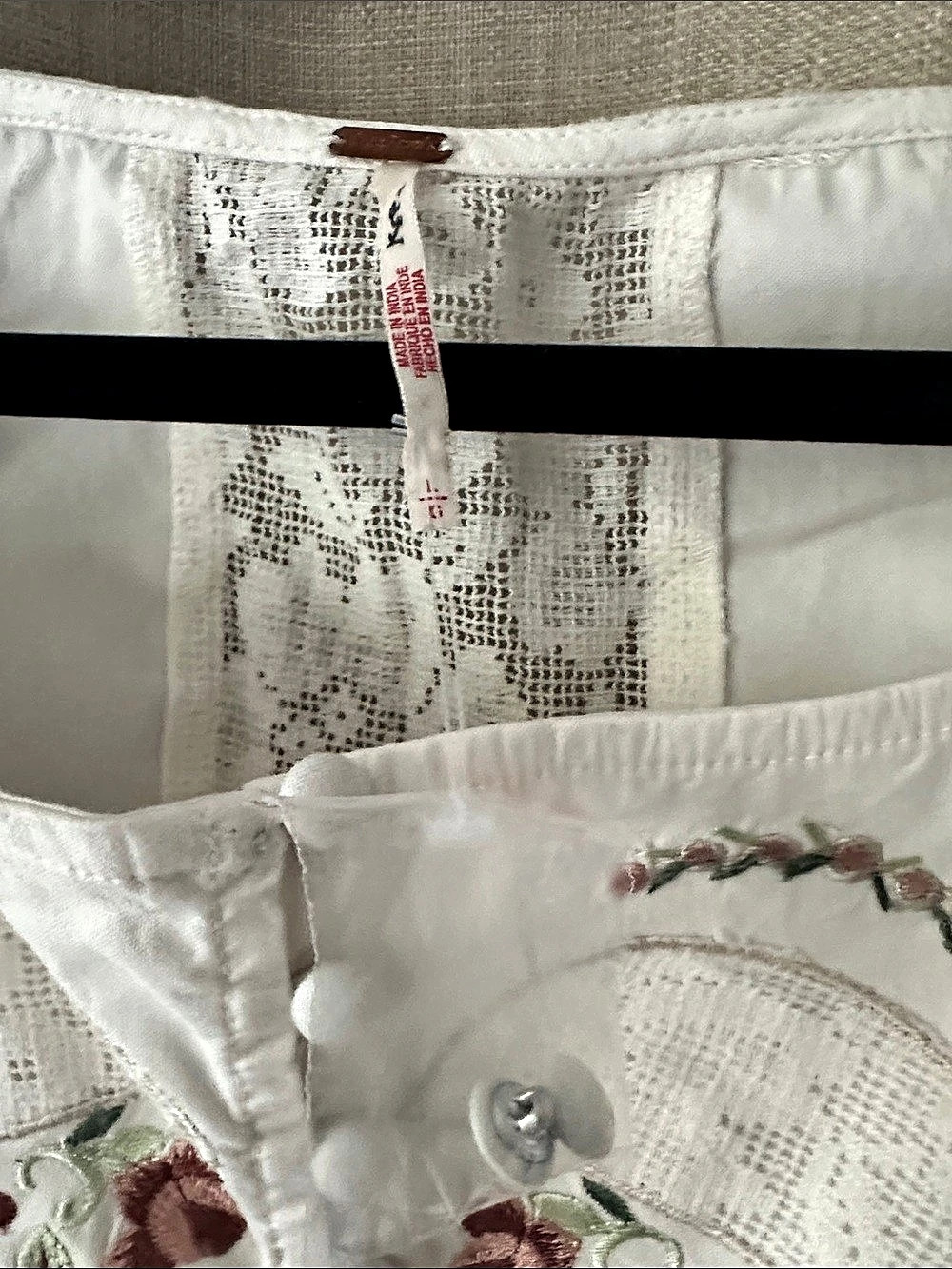 Free People Lace Embroidery Tank White Sz L New - Picture 4 of 4